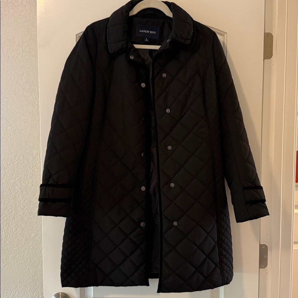 Lands' End Black Quilted Jacket